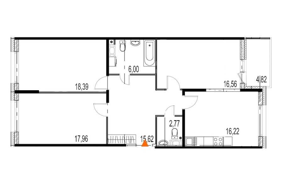 Трехкомнатная квартира в : площадь 93.52 м2 , этаж: 3 – купить в Санкт-Петербурге
