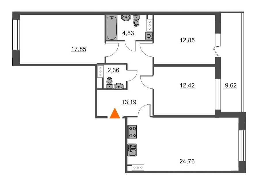 Трехкомнатная квартира в : площадь 88.26 м2 , этаж: 5 – купить в Санкт-Петербурге