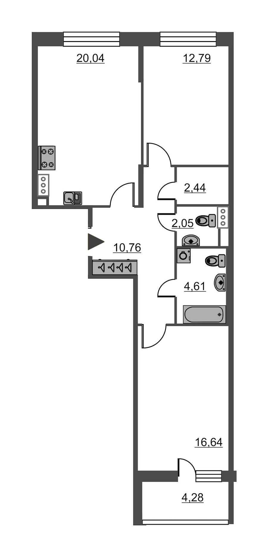 Двухкомнатная квартира в : площадь 69.33 м2 , этаж: 8 – купить в Санкт-Петербурге