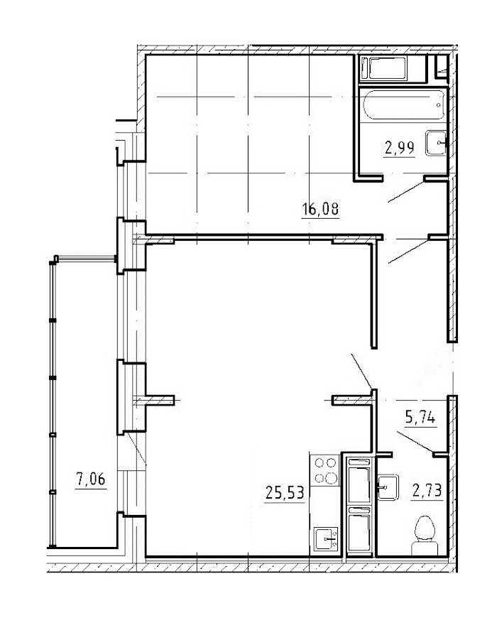 Однокомнатная квартира в : площадь 52.3 м2 , этаж: 5 – купить в Санкт-Петербурге