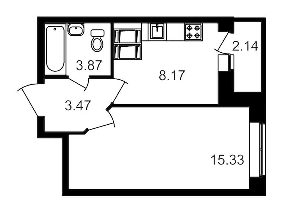 Однокомнатная квартира в : площадь 33.12 м2 , этаж: 22 – купить в Санкт-Петербурге