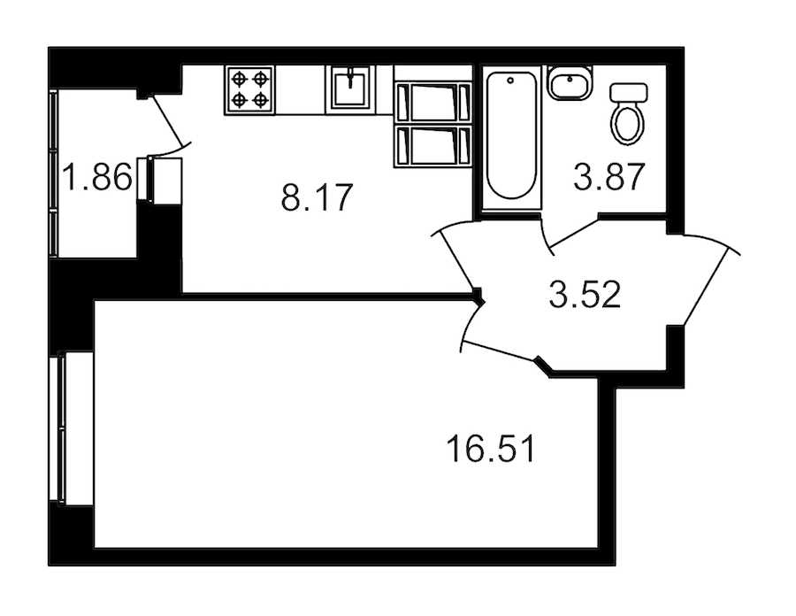 Однокомнатная квартира в : площадь 34 м2 , этаж: 21 – купить в Санкт-Петербурге