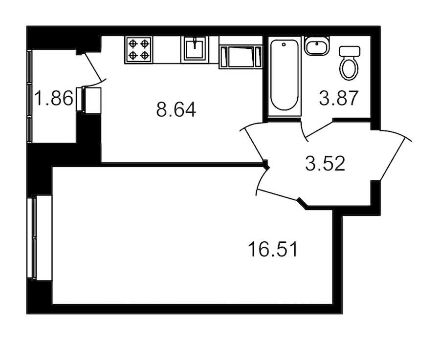 Однокомнатная квартира в ЦДС: площадь 34.32 м2 , этаж: 9 – купить в Санкт-Петербурге