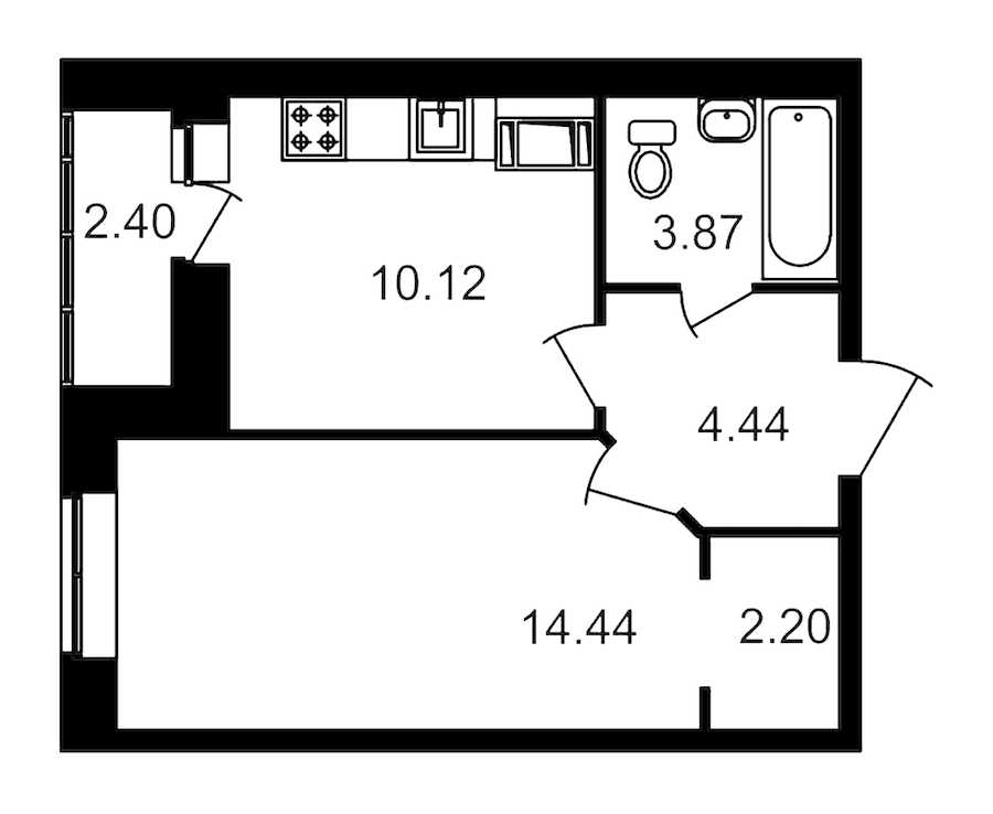 Однокомнатная квартира в : площадь 37.36 м2 , этаж: 2 – купить в Санкт-Петербурге