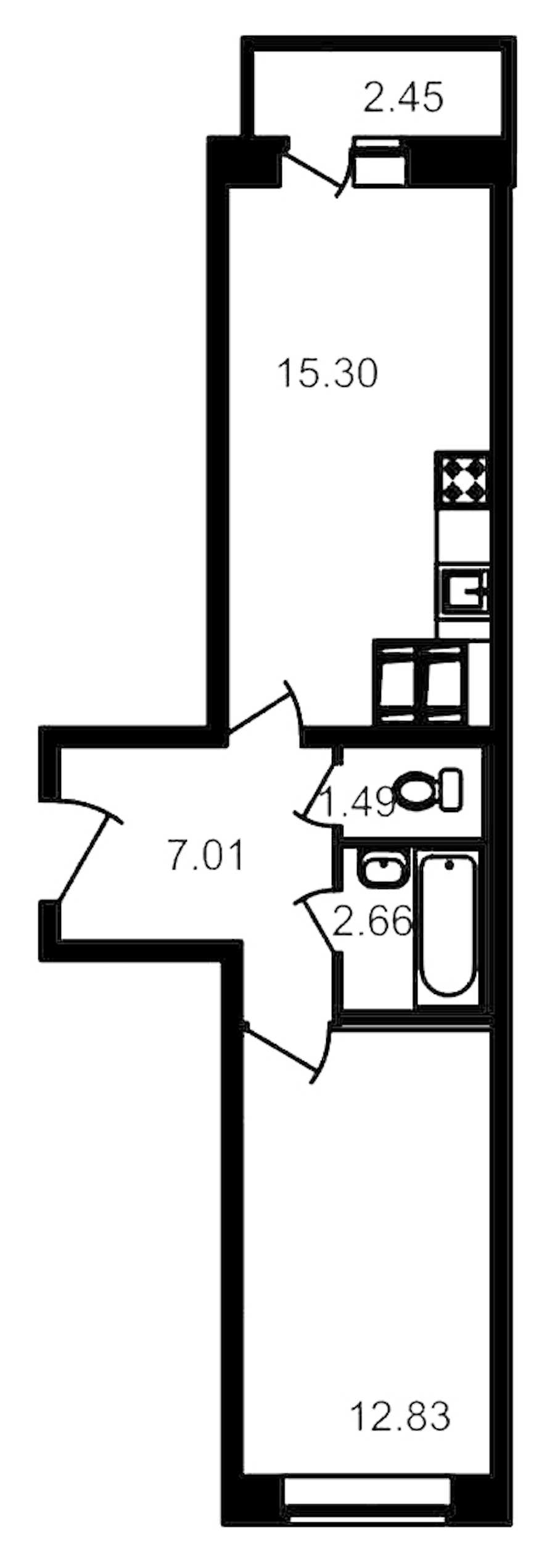 Однокомнатная квартира в : площадь 41.23 м2 , этаж: 20 – купить в Санкт-Петербурге