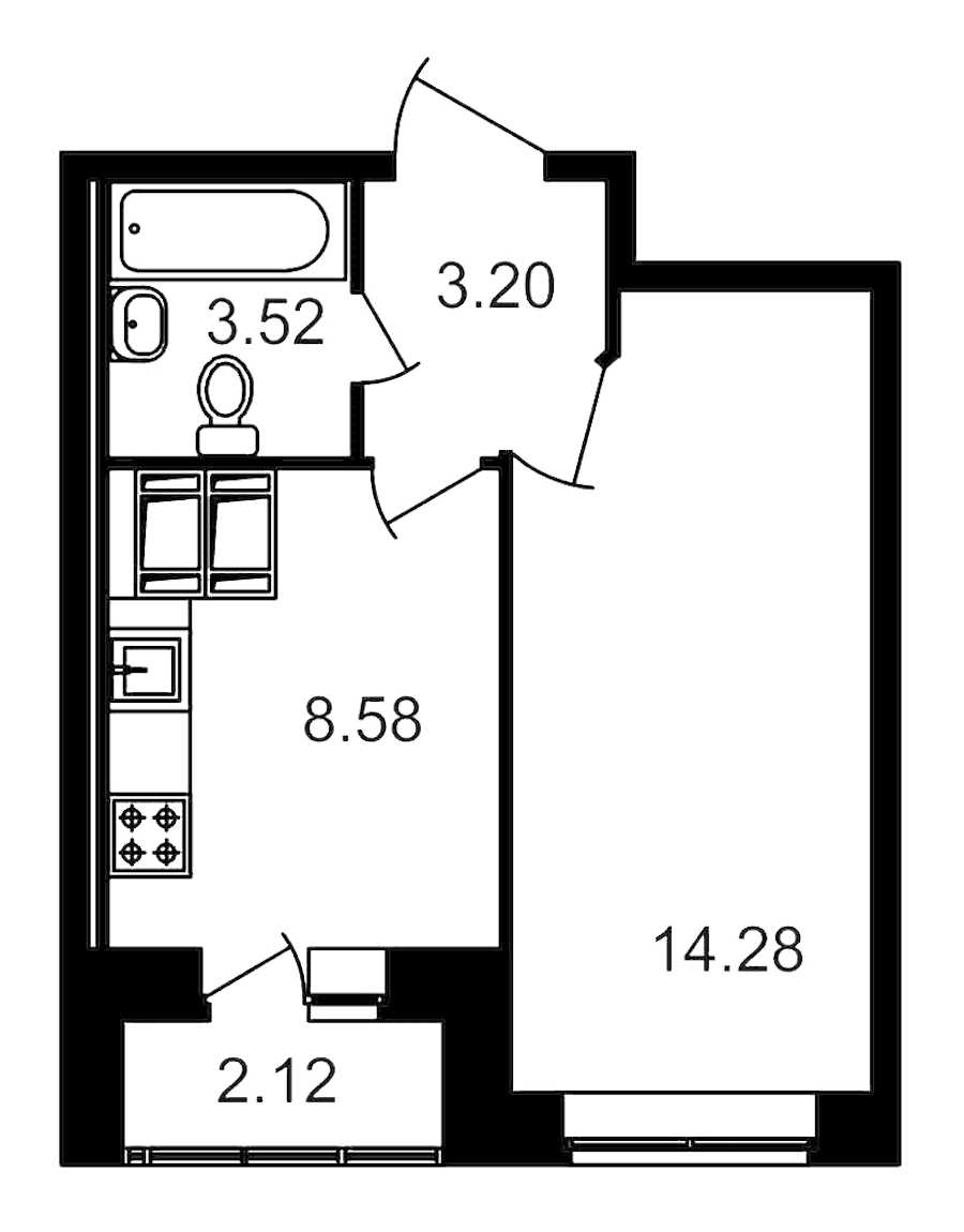 Однокомнатная квартира в : площадь 31.8 м2 , этаж: 24 – купить в Санкт-Петербурге
