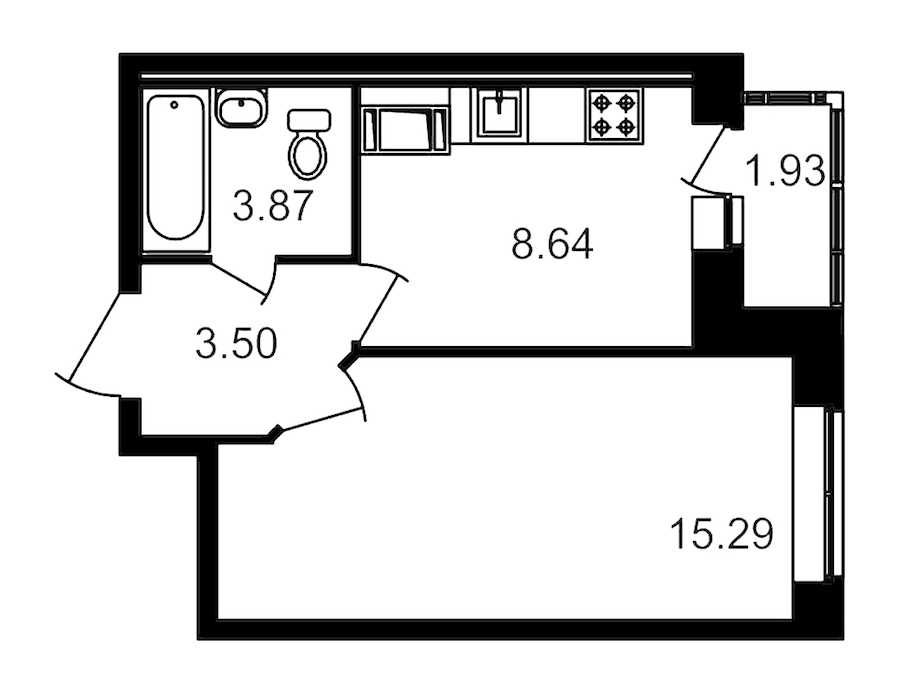 Однокомнатная квартира в : площадь 32.81 м2 , этаж: 16 – купить в Санкт-Петербурге