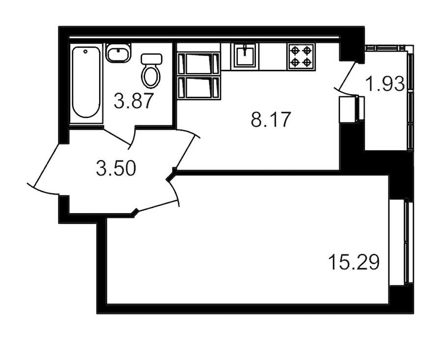 Однокомнатная квартира в : площадь 32.81 м2 , этаж: 24 – купить в Санкт-Петербурге