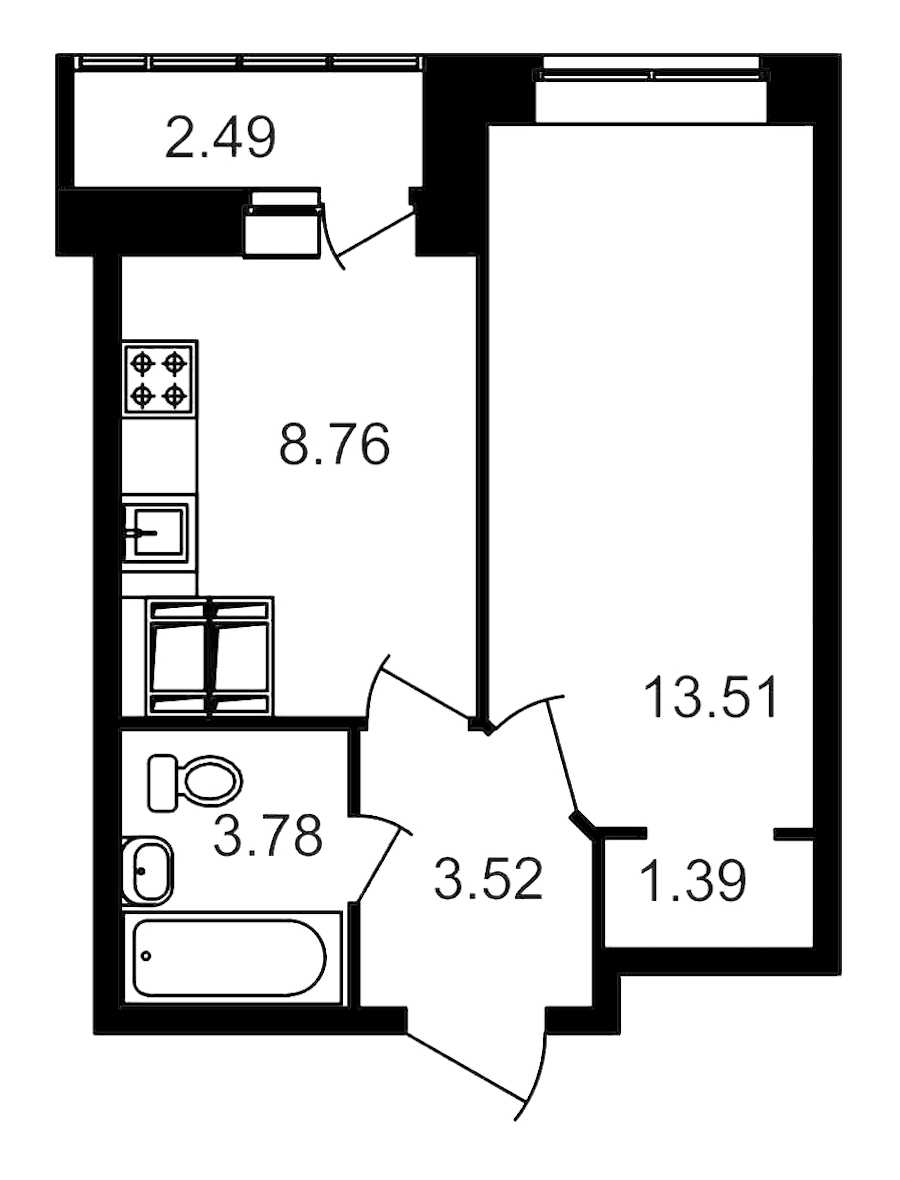 Однокомнатная квартира в : площадь 33.54 м2 , этаж: 23 – купить в Санкт-Петербурге