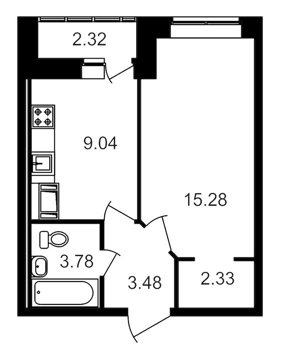 Однокомнатная квартира в : площадь 35.88 м2 , этаж: 17 – купить в Санкт-Петербурге