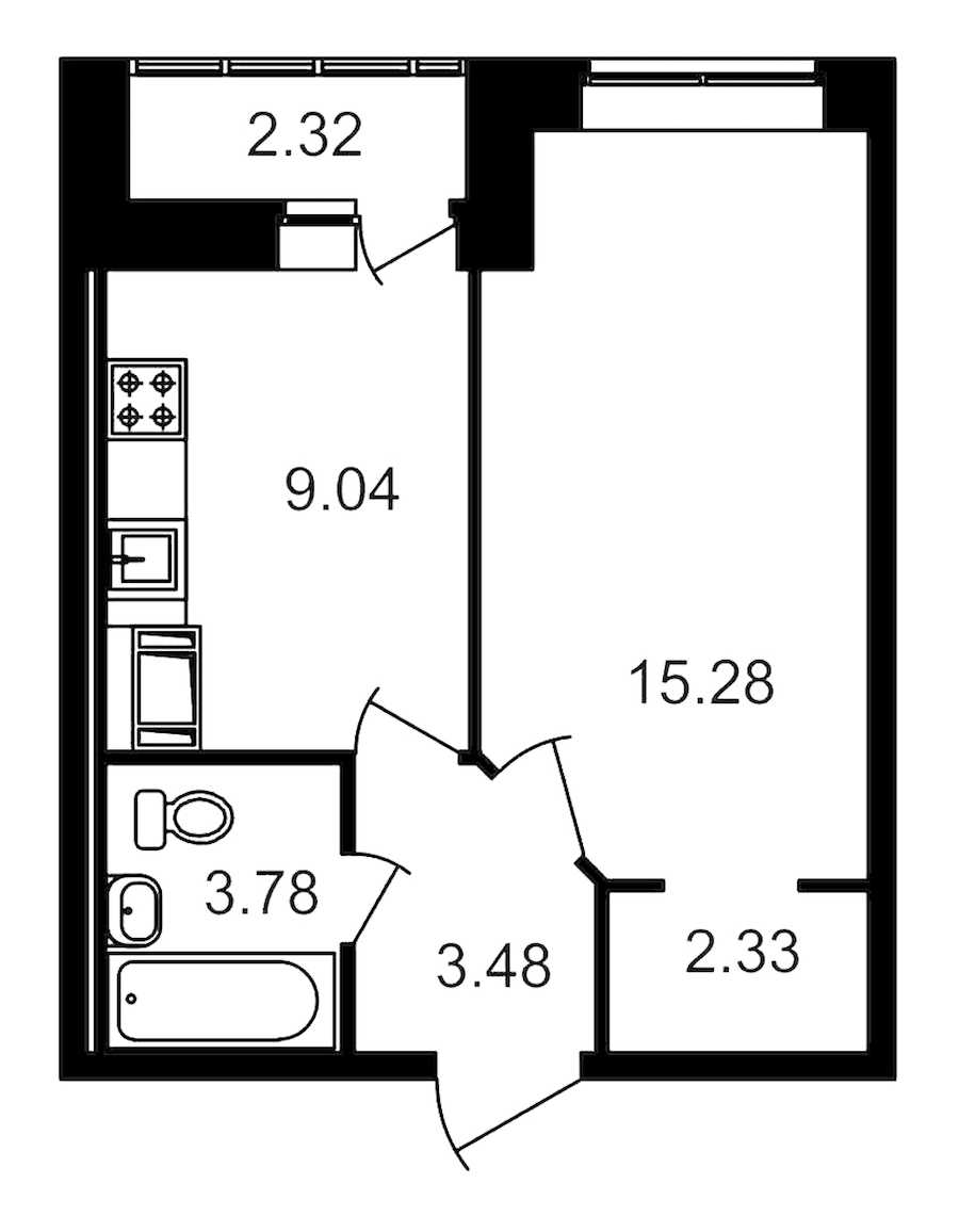 Однокомнатная квартира в : площадь 36.19 м2 , этаж: 7 – купить в Санкт-Петербурге