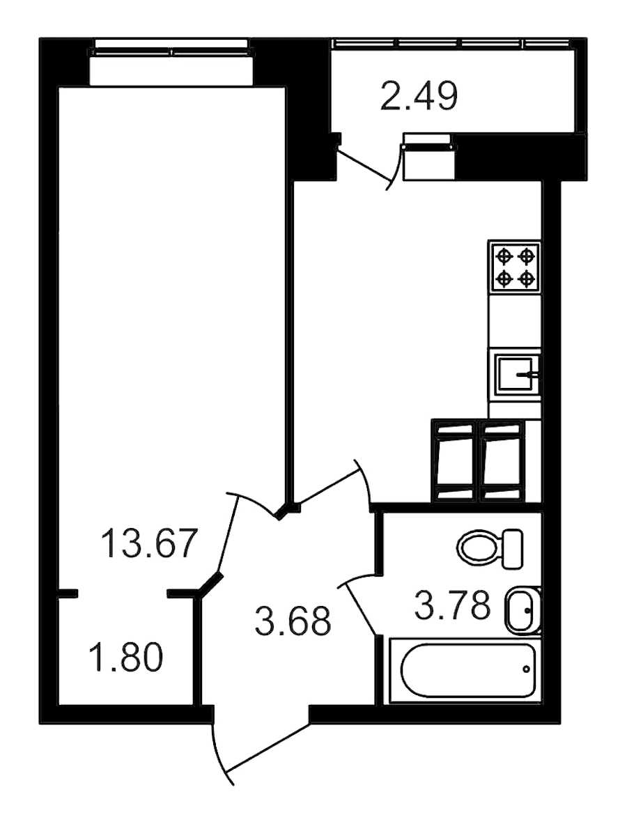 Однокомнатная квартира в : площадь 34.23 м2 , этаж: 18 – купить в Санкт-Петербурге