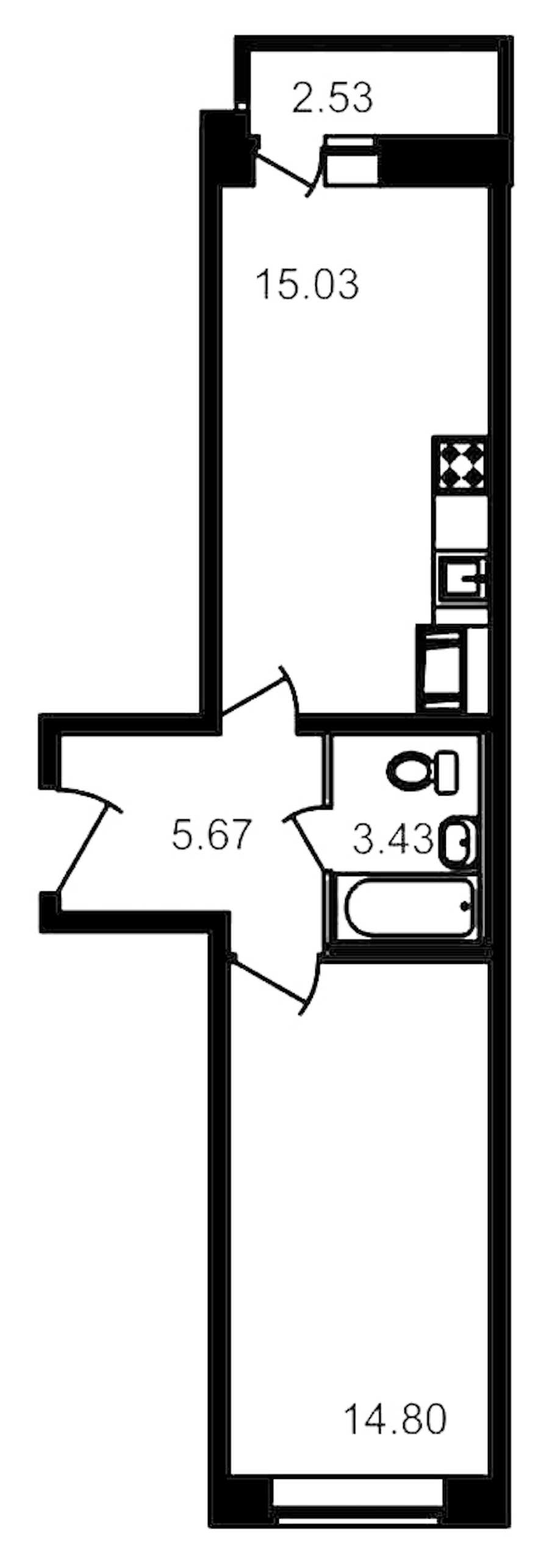 Однокомнатная квартира в : площадь 40.22 м2 , этаж: 16 – купить в Санкт-Петербурге