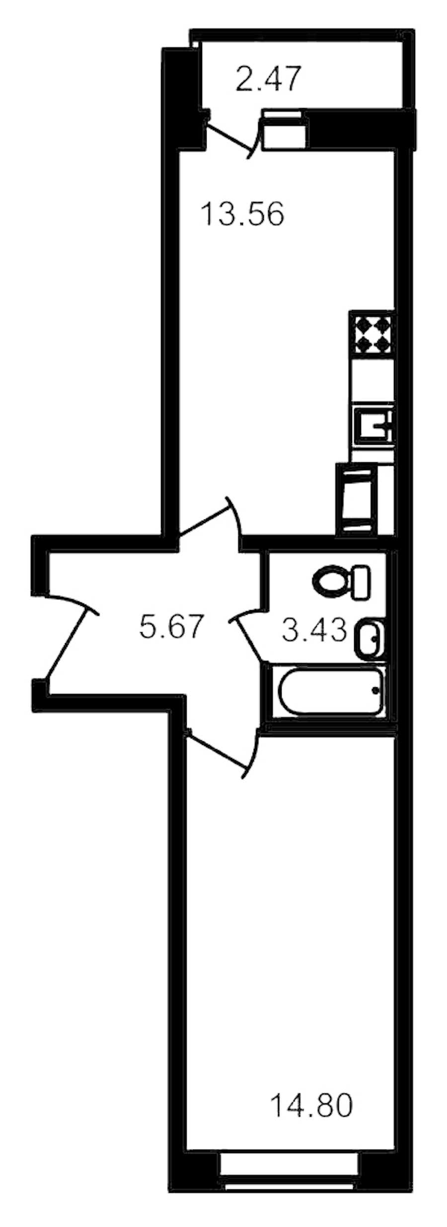 Однокомнатная квартира в : площадь 40.04 м2 , этаж: 11 – купить в Санкт-Петербурге