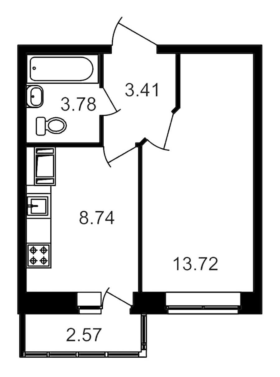 Однокомнатная квартира в : площадь 31.85 м2 , этаж: 17 – купить в Санкт-Петербурге