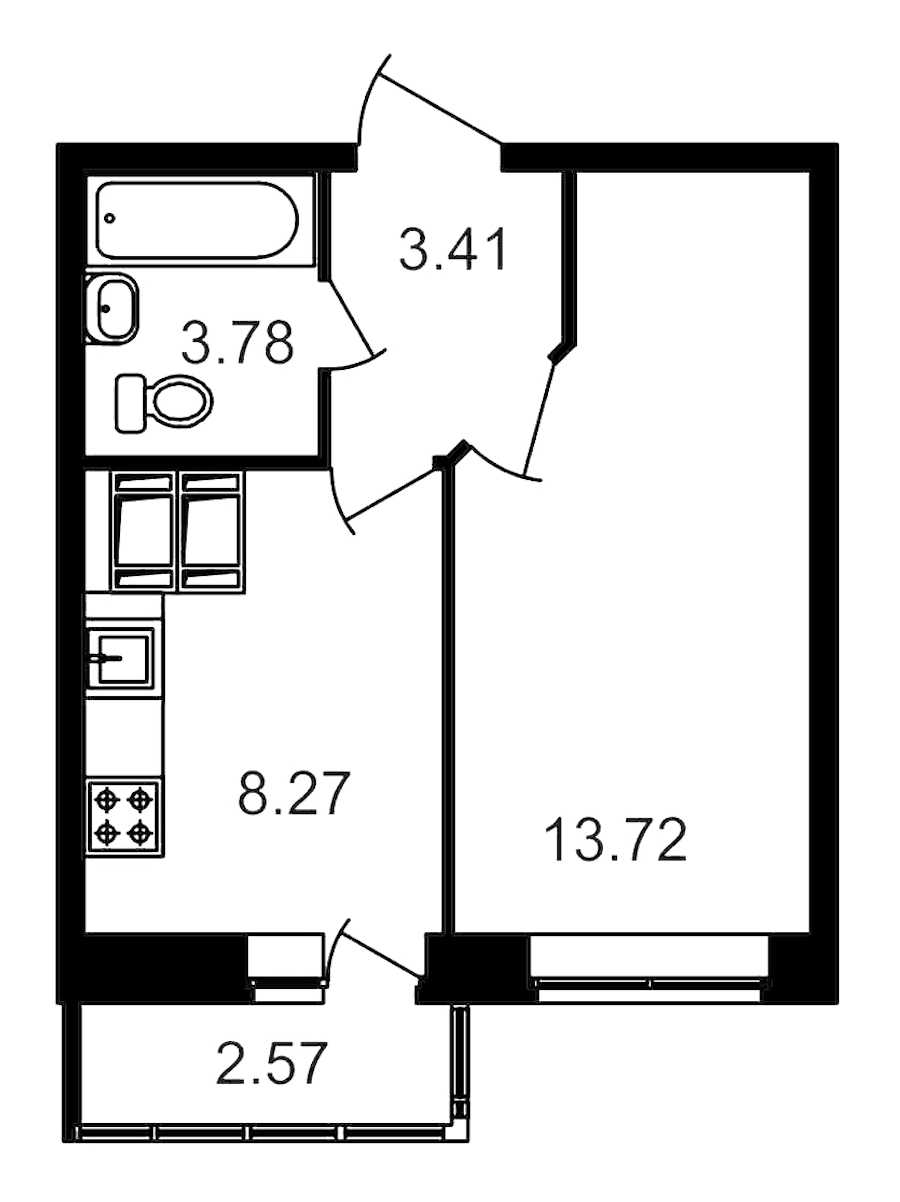 Однокомнатная квартира в : площадь 31.85 м2 , этаж: 22 – купить в Санкт-Петербурге