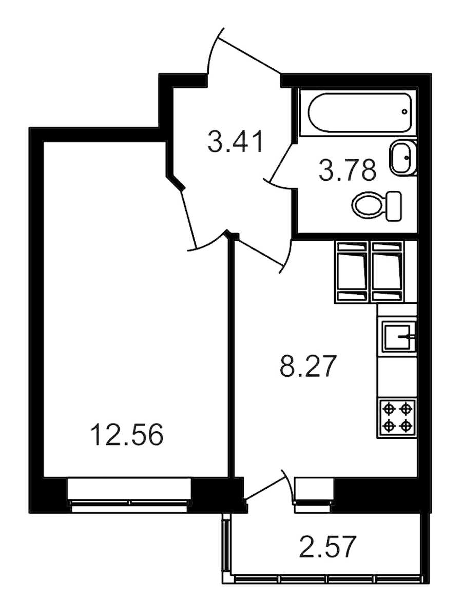 Однокомнатная квартира в : площадь 30.69 м2 , этаж: 22 – купить в Санкт-Петербурге