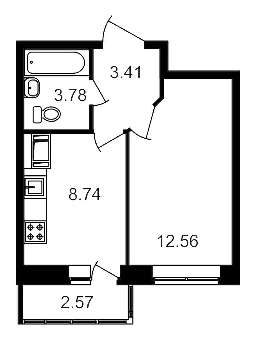 Однокомнатная квартира в : площадь 30.99 м2 , этаж: 8 – купить в Санкт-Петербурге