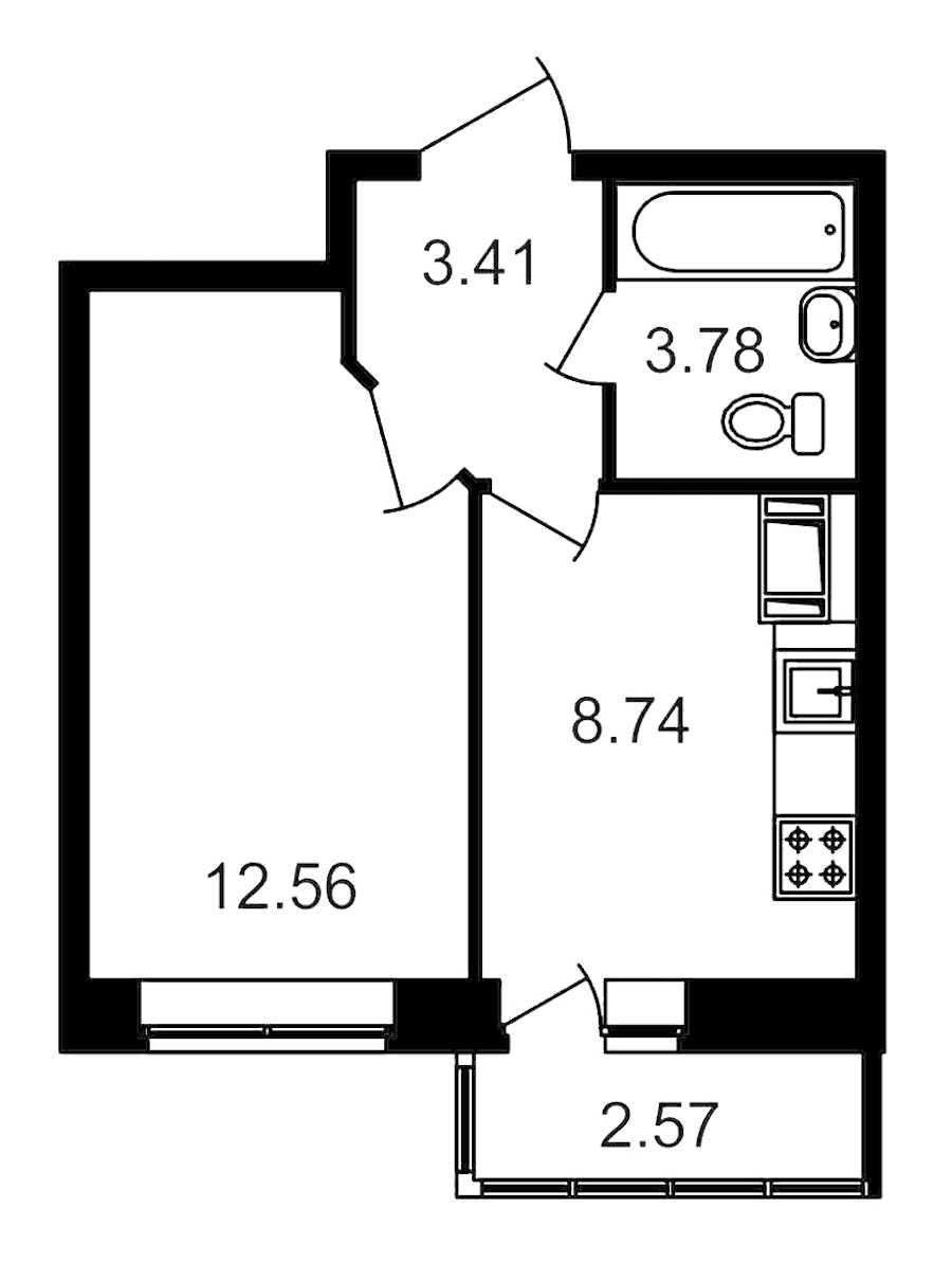 Однокомнатная квартира в : площадь 30.99 м2 , этаж: 12 – купить в Санкт-Петербурге