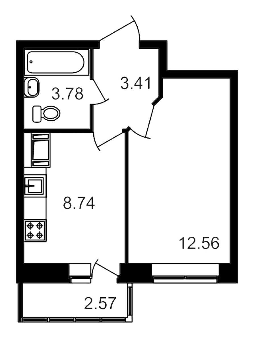 Однокомнатная квартира в : площадь 30.69 м2 , этаж: 17 – купить в Санкт-Петербурге