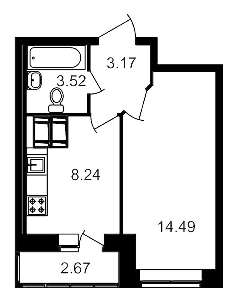 Однокомнатная квартира в : площадь 32.13 м2 , этаж: 19 – купить в Санкт-Петербурге