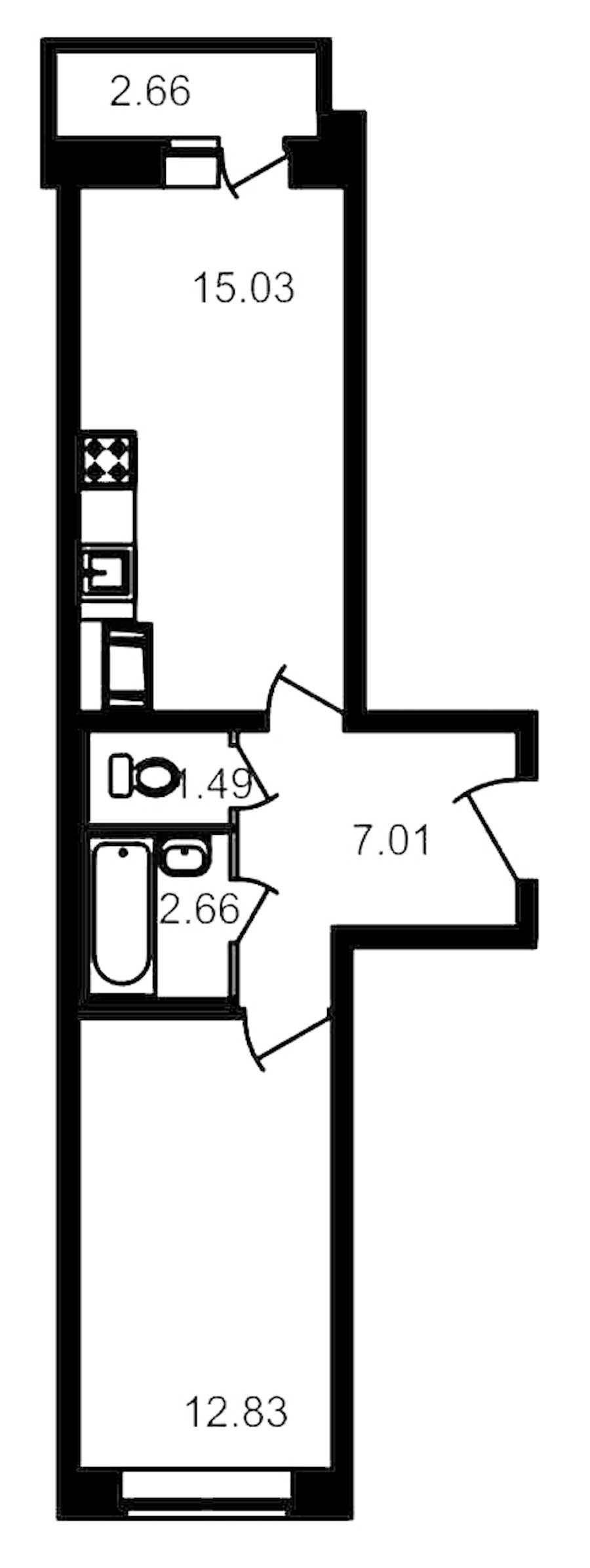 Однокомнатная квартира в : площадь 40.39 м2 , этаж: 16 – купить в Санкт-Петербурге