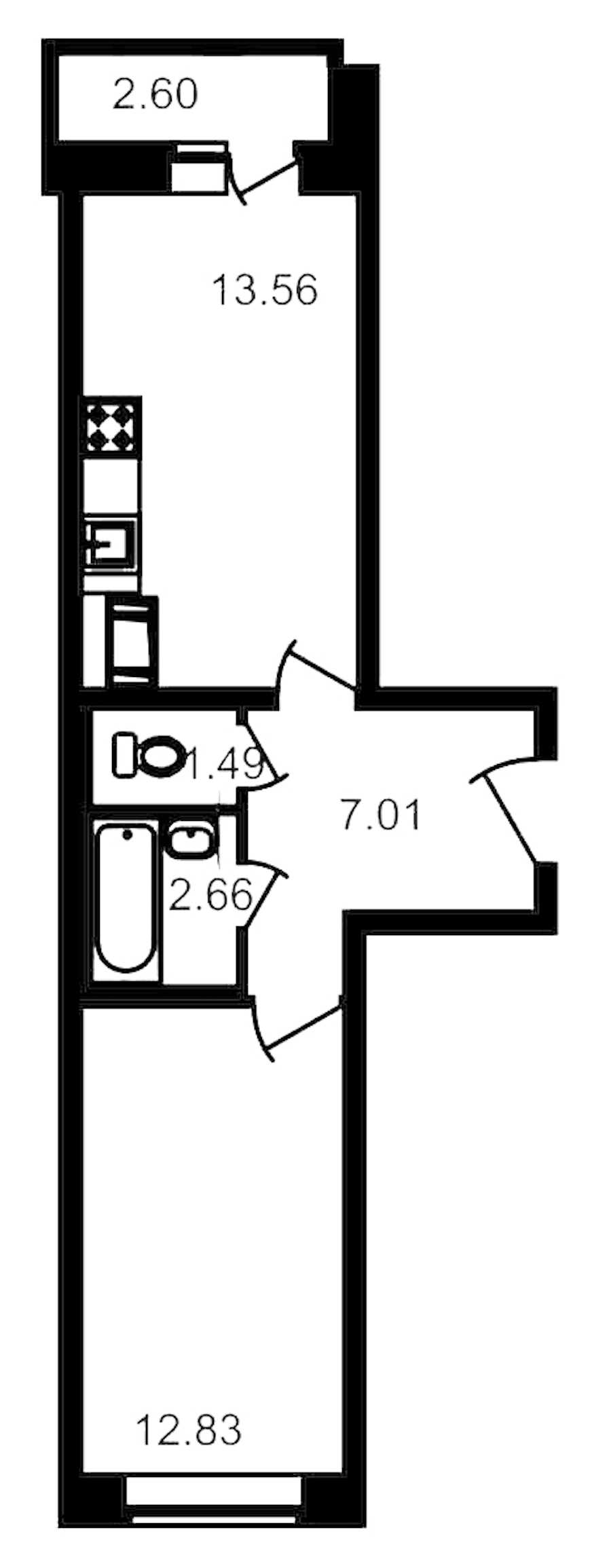 Однокомнатная квартира в : площадь 39.33 м2 , этаж: 6 – купить в Санкт-Петербурге