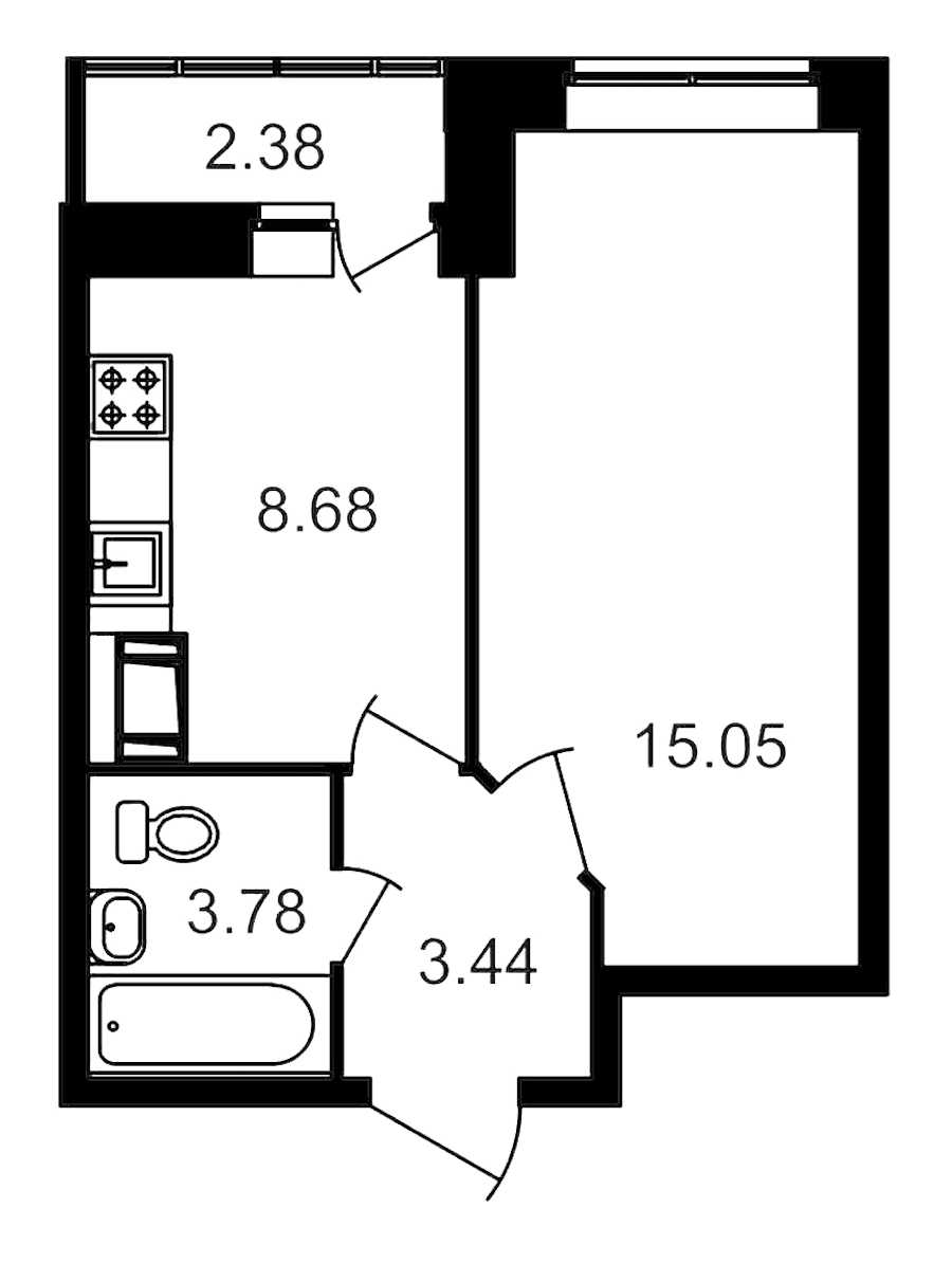 Однокомнатная квартира в : площадь 33.26 м2 , этаж: 6 – купить в Санкт-Петербурге