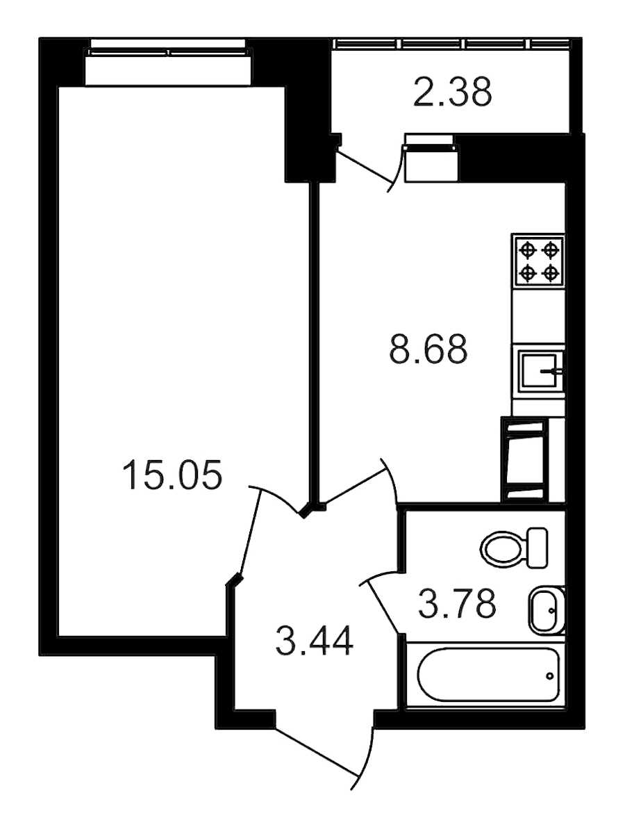 Однокомнатная квартира в : площадь 32.97 м2 , этаж: 14 – купить в Санкт-Петербурге