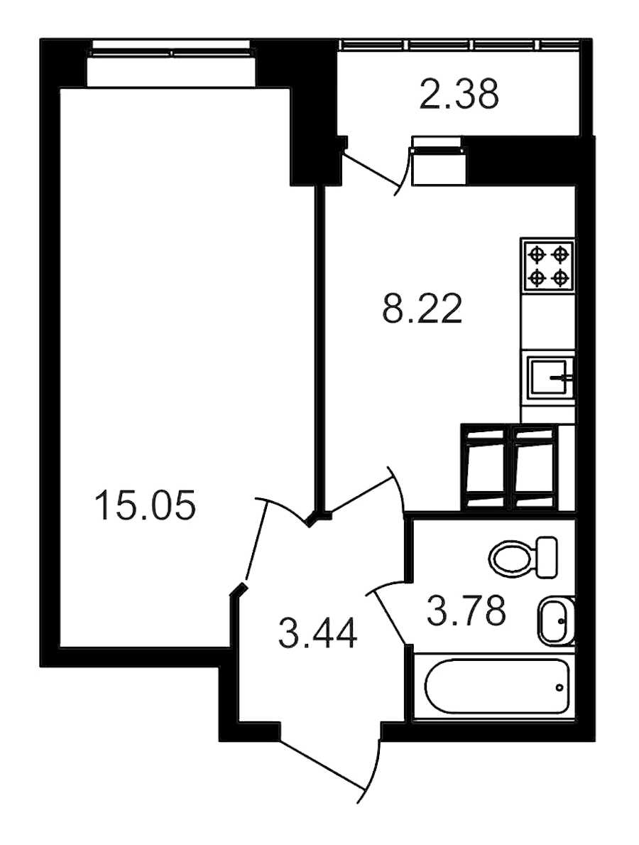 Однокомнатная квартира в : площадь 32.97 м2 , этаж: 18 – купить в Санкт-Петербурге