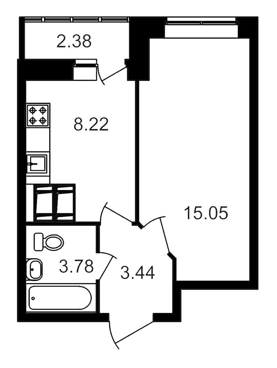 Однокомнатная квартира в : площадь 32.97 м2 , этаж: 22 – купить в Санкт-Петербурге