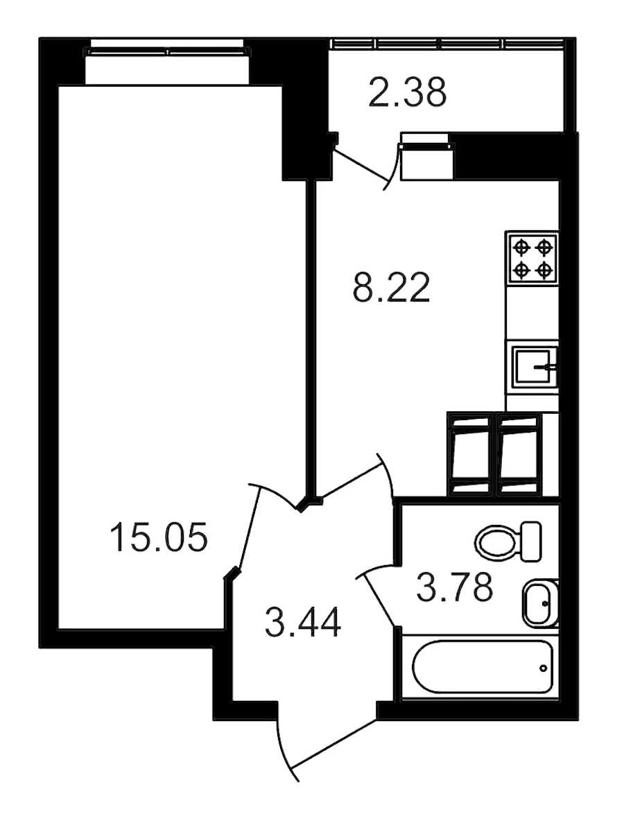 Однокомнатная квартира в : площадь 32.97 м2 , этаж: 20 – купить в Санкт-Петербурге