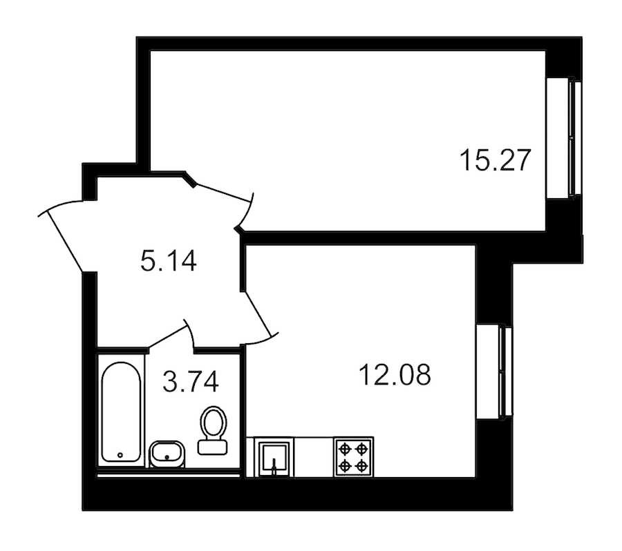 Однокомнатная квартира в : площадь 36.92 м2 , этаж: 1 – купить в Санкт-Петербурге