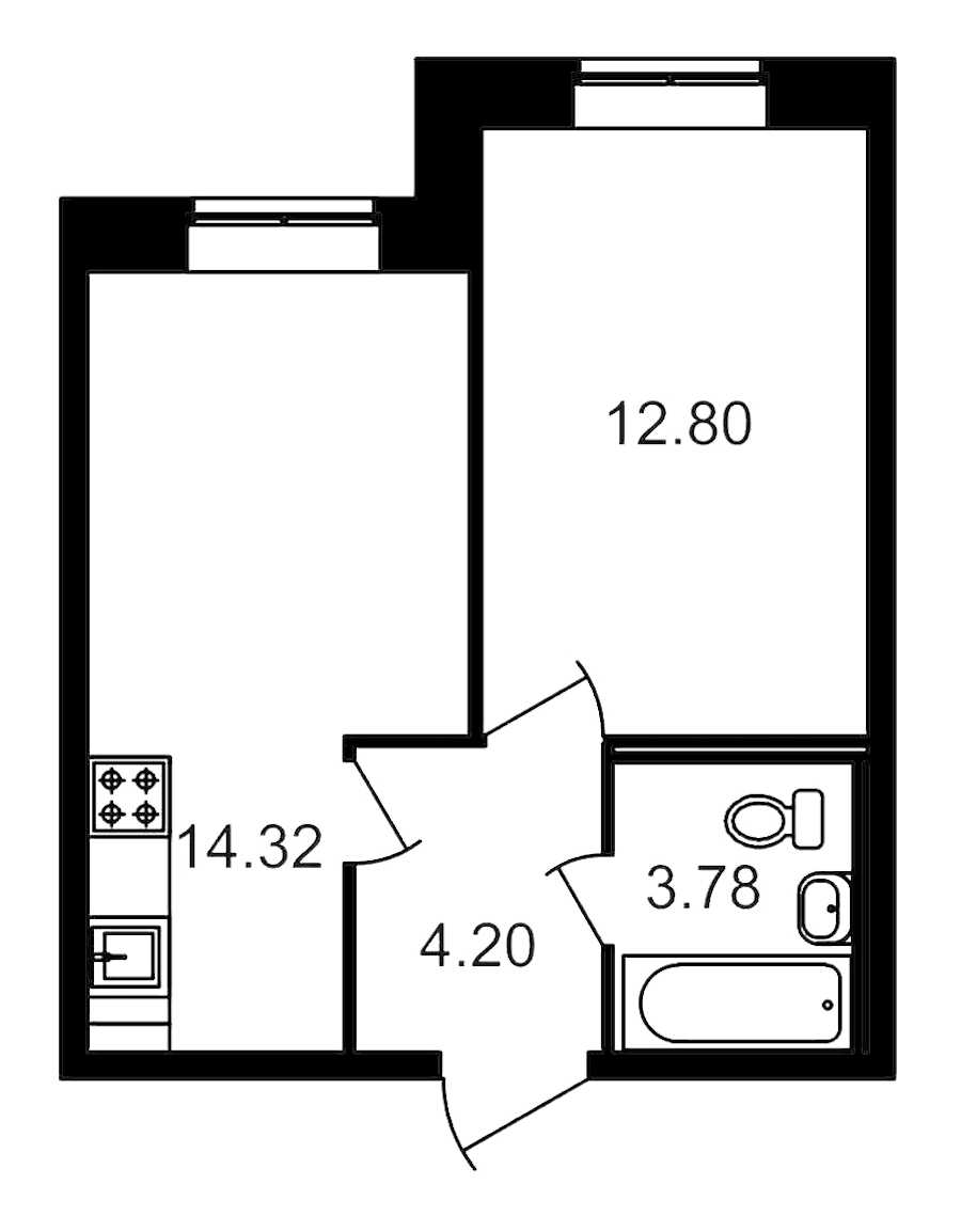 Однокомнатная квартира в : площадь 35.02 м2 , этаж: 1 – купить в Санкт-Петербурге