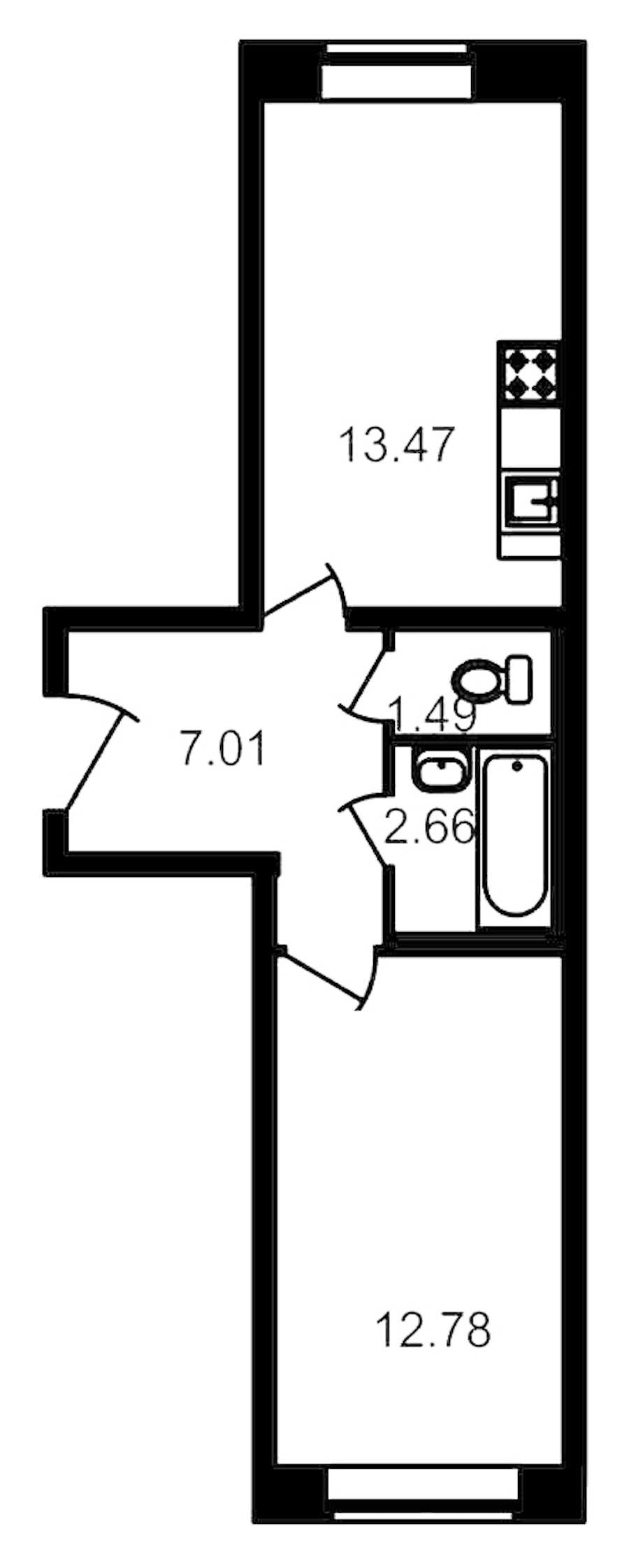 Однокомнатная квартира в : площадь 36.76 м2 , этаж: 1 – купить в Санкт-Петербурге