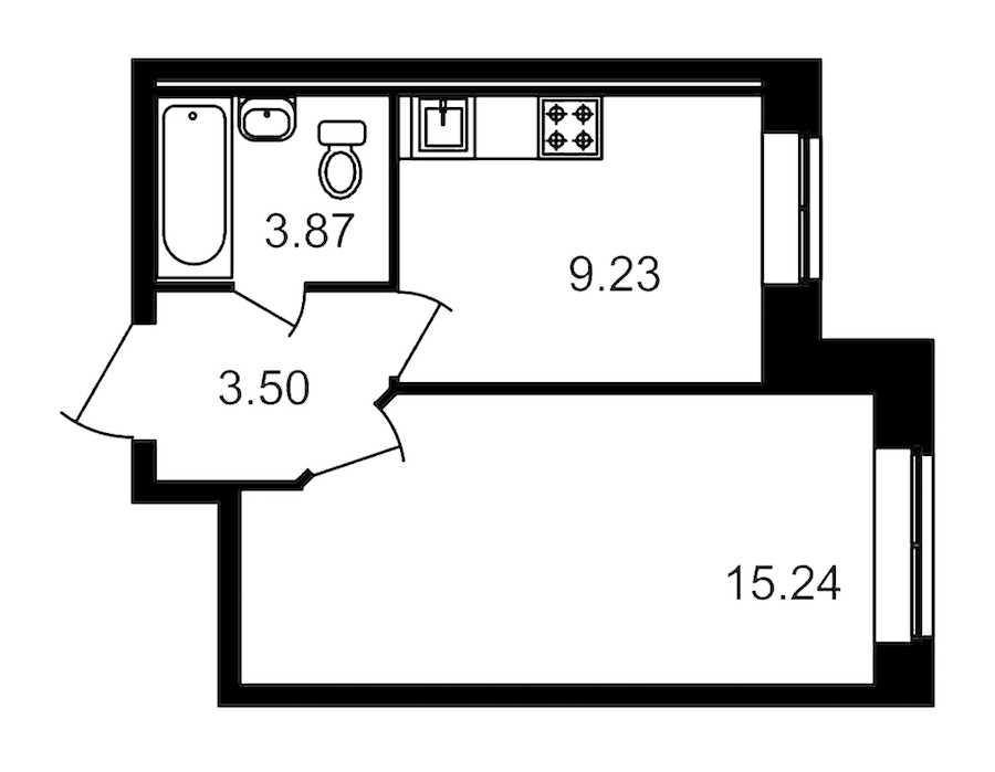Однокомнатная квартира в : площадь 31.91 м2 , этаж: 1 – купить в Санкт-Петербурге