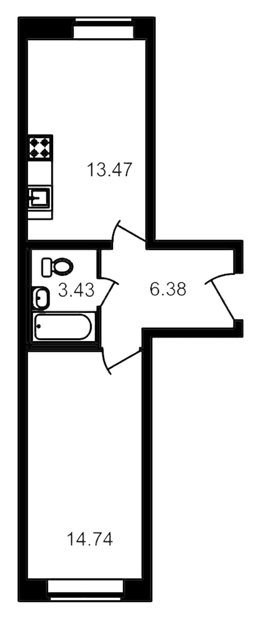 Однокомнатная квартира в : площадь 37.32 м2 , этаж: 1 – купить в Санкт-Петербурге