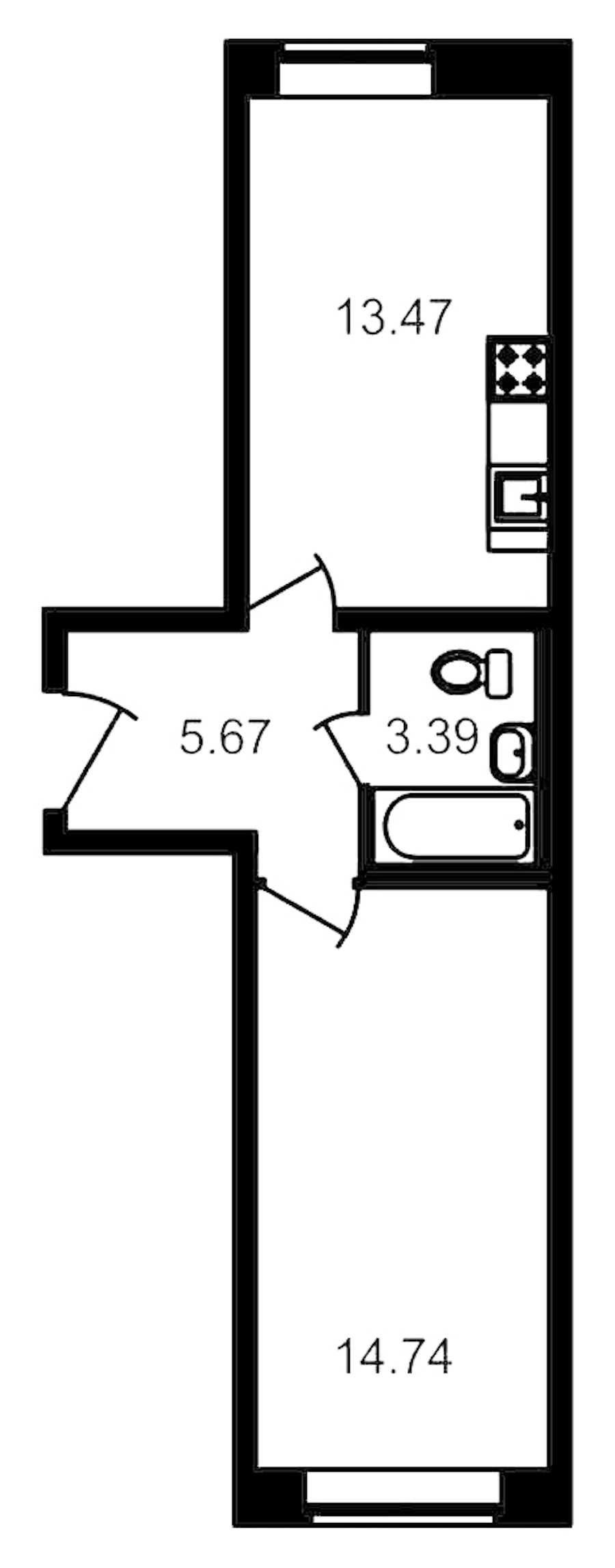 Однокомнатная квартира в : площадь 36.66 м2 , этаж: 1 – купить в Санкт-Петербурге