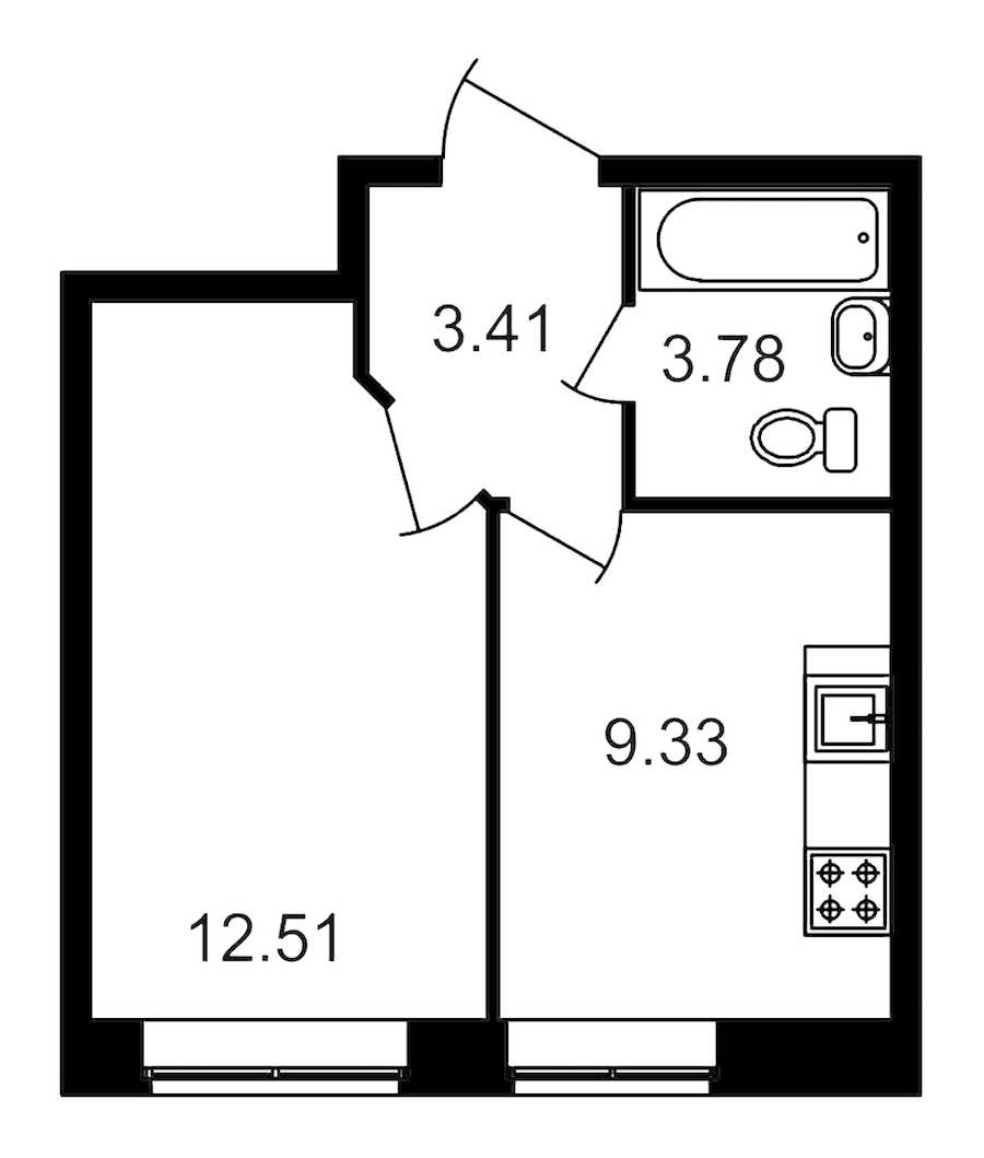 Однокомнатная квартира в : площадь 29.03 м2 , этаж: 1 – купить в Санкт-Петербурге