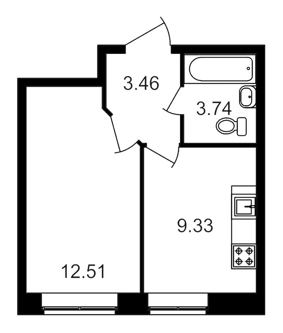 Однокомнатная квартира в : площадь 29.03 м2 , этаж: 1 – купить в Санкт-Петербурге