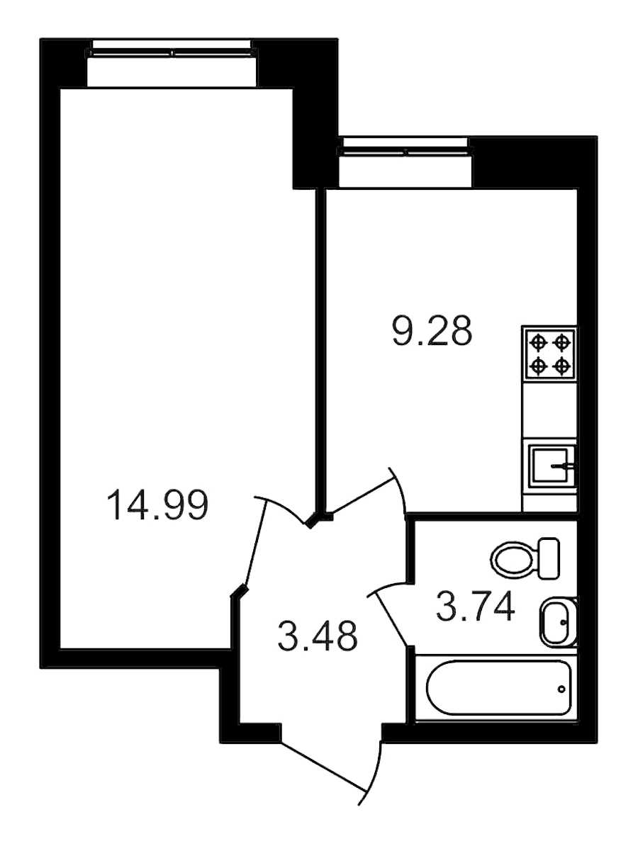 Однокомнатная квартира в : площадь 31.5 м2 , этаж: 1 – купить в Санкт-Петербурге
