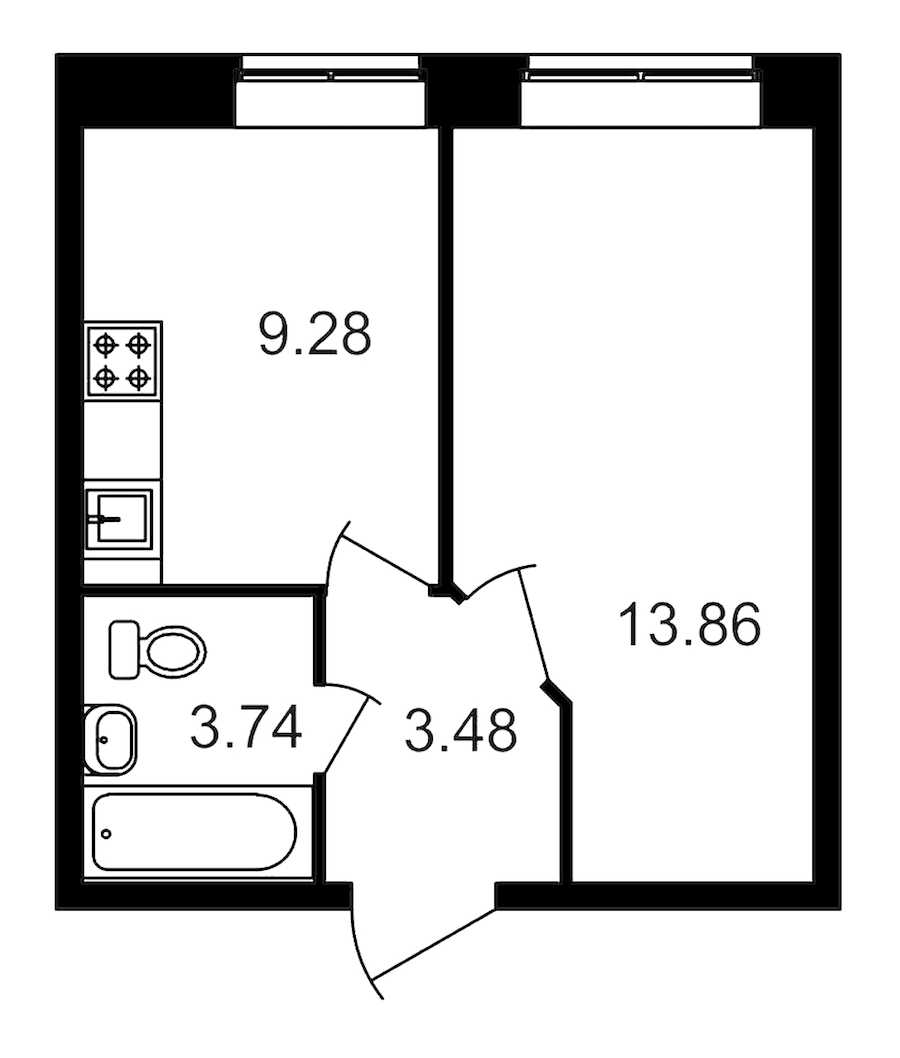 Однокомнатная квартира в : площадь 30.38 м2 , этаж: 1 – купить в Санкт-Петербурге