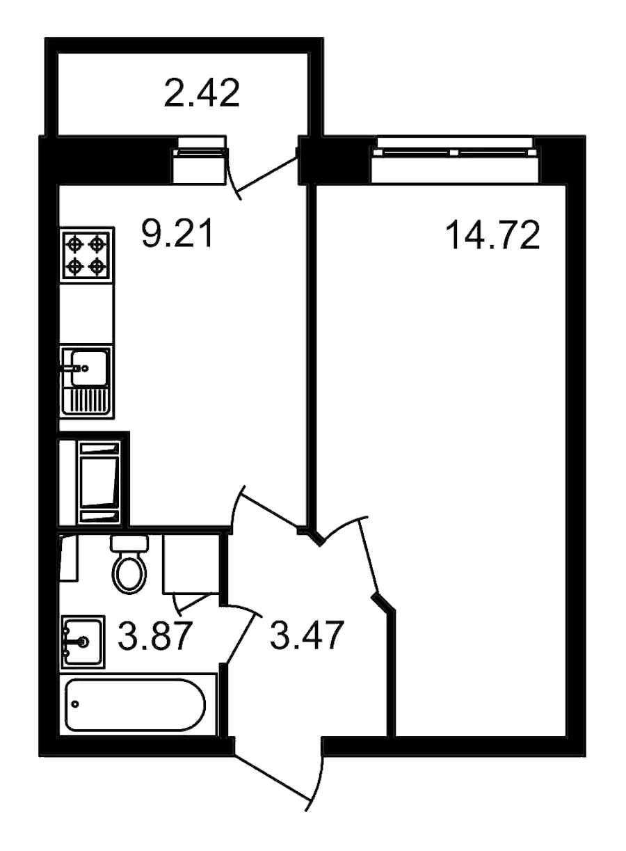 Однокомнатная квартира в : площадь 33.69 м2 , этаж: 3 – купить в Санкт-Петербурге