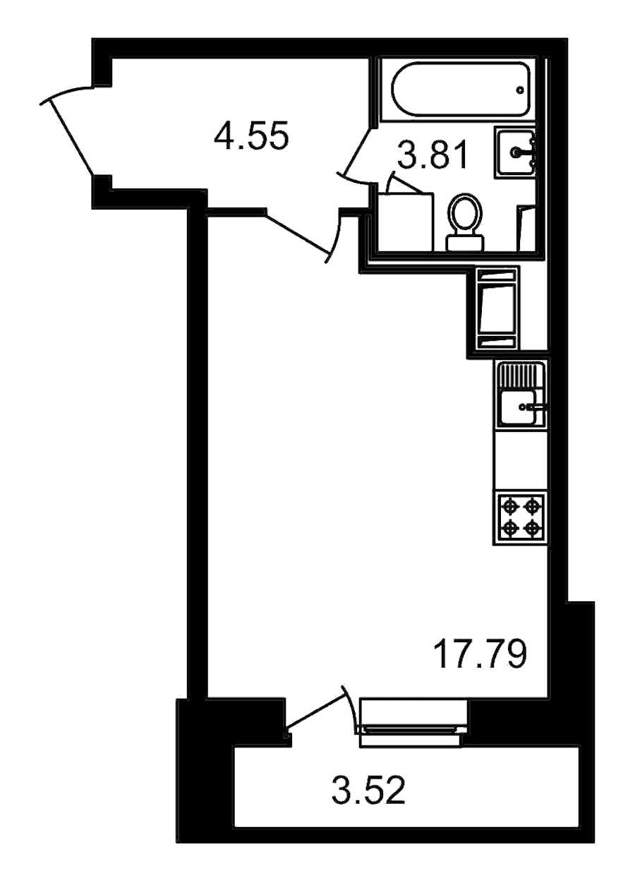Студия в : площадь 29.67 м2 , этаж: 6 - 13 – купить в Санкт-Петербурге