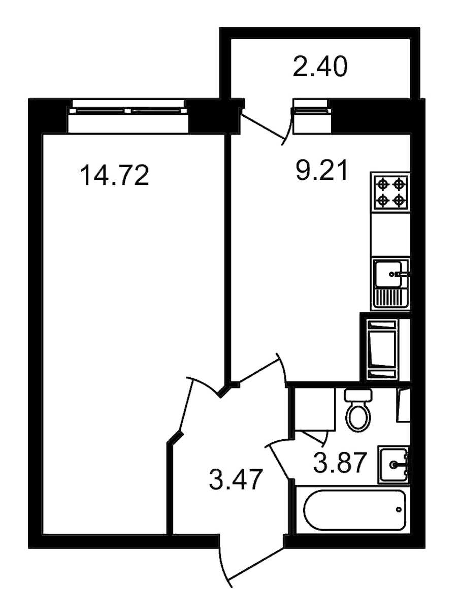 Однокомнатная квартира в : площадь 33.67 м2 , этаж: 5 – купить в Санкт-Петербурге