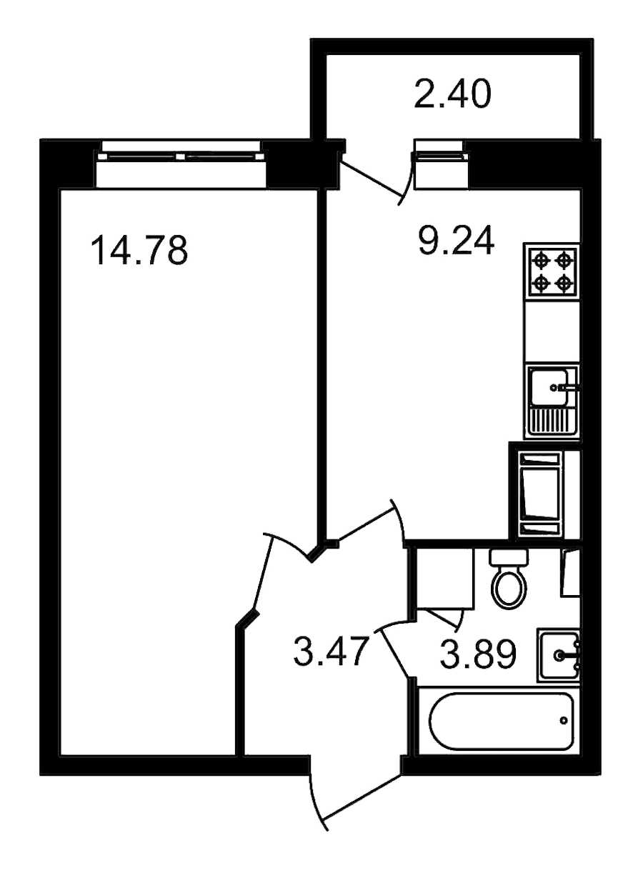Однокомнатная квартира в : площадь 33.78 м2 , этаж: 6 – купить в Санкт-Петербурге