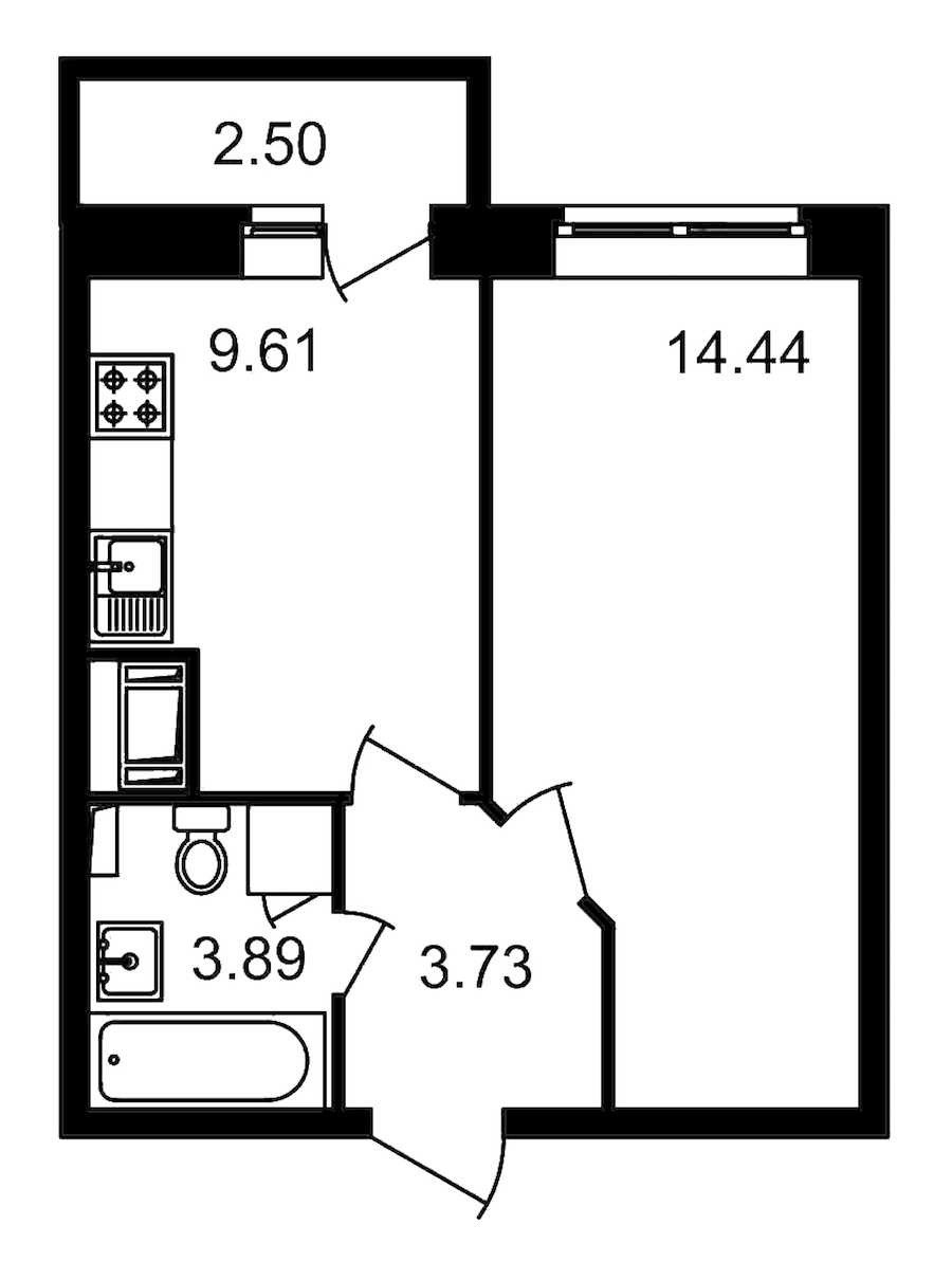 Однокомнатная квартира в : площадь 34.17 м2 , этаж: 6 – купить в Санкт-Петербурге
