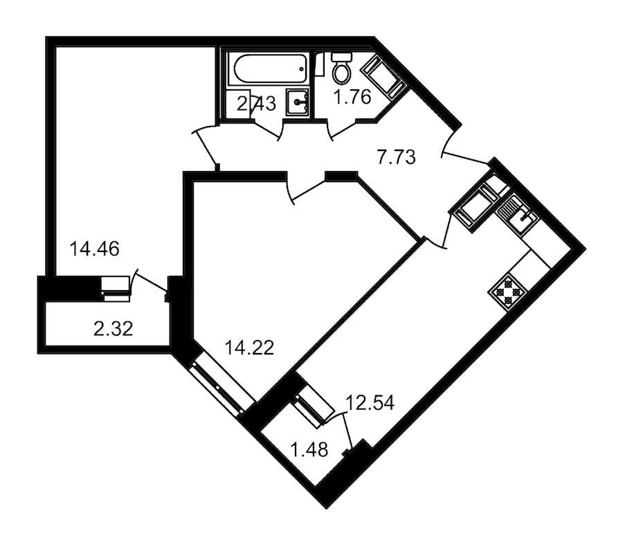 Двухкомнатная квартира в : площадь 56.94 м2 , этаж: 6 – купить в Санкт-Петербурге