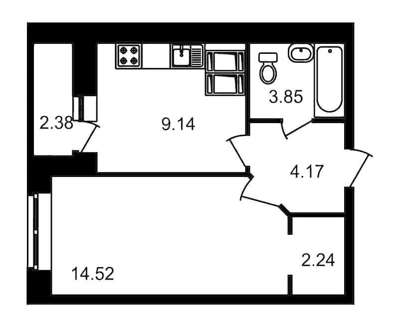 Однокомнатная квартира в : площадь 36.3 м2 , этаж: 20 – купить в Санкт-Петербурге
