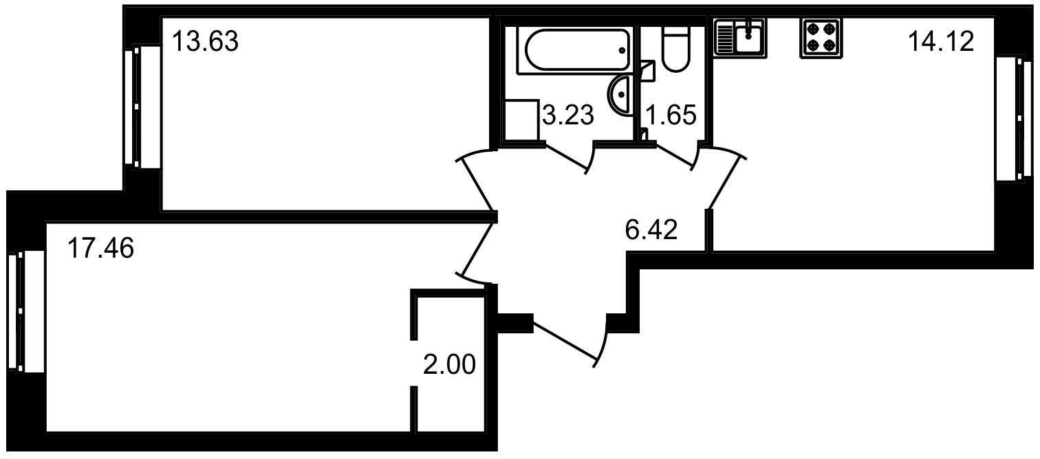Двухкомнатная квартира в : площадь 58.51 м2 , этаж: 1 – купить в Санкт-Петербурге